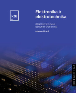 The cover of the journal "Electronics and Electrical Engineering" An illustrative cover image of the journal "Electronics and Electrical Engineering", predominantly dark blue in color.