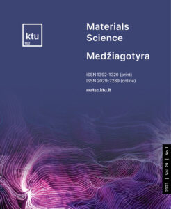 The cover of the journal "Materials Science" An illustrative cover image of the journal "Materials Science", predominantly dark violet with pink and white graphic elements.